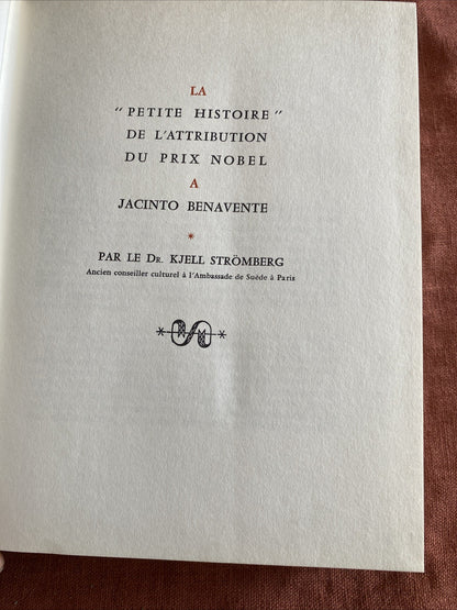 Livre JACINTO BENAVENTE LES INTERETS CREES/ROSES D'AUTOMNE  PRIX NOBEL 1922
