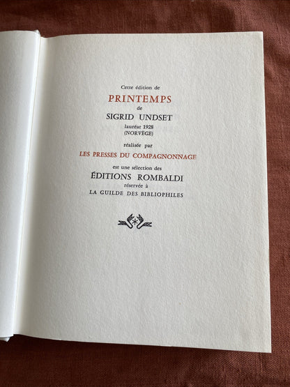 Livre Sigrid Undset - Printemps - Editions Rombaldi - Nobel 1928