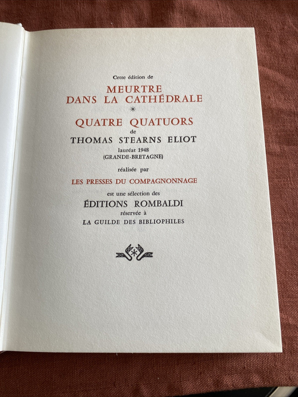Livre Thomas Stearns Eliot - Meurtre Dans La Cathédrale Quatre Quators - Nobel 1948