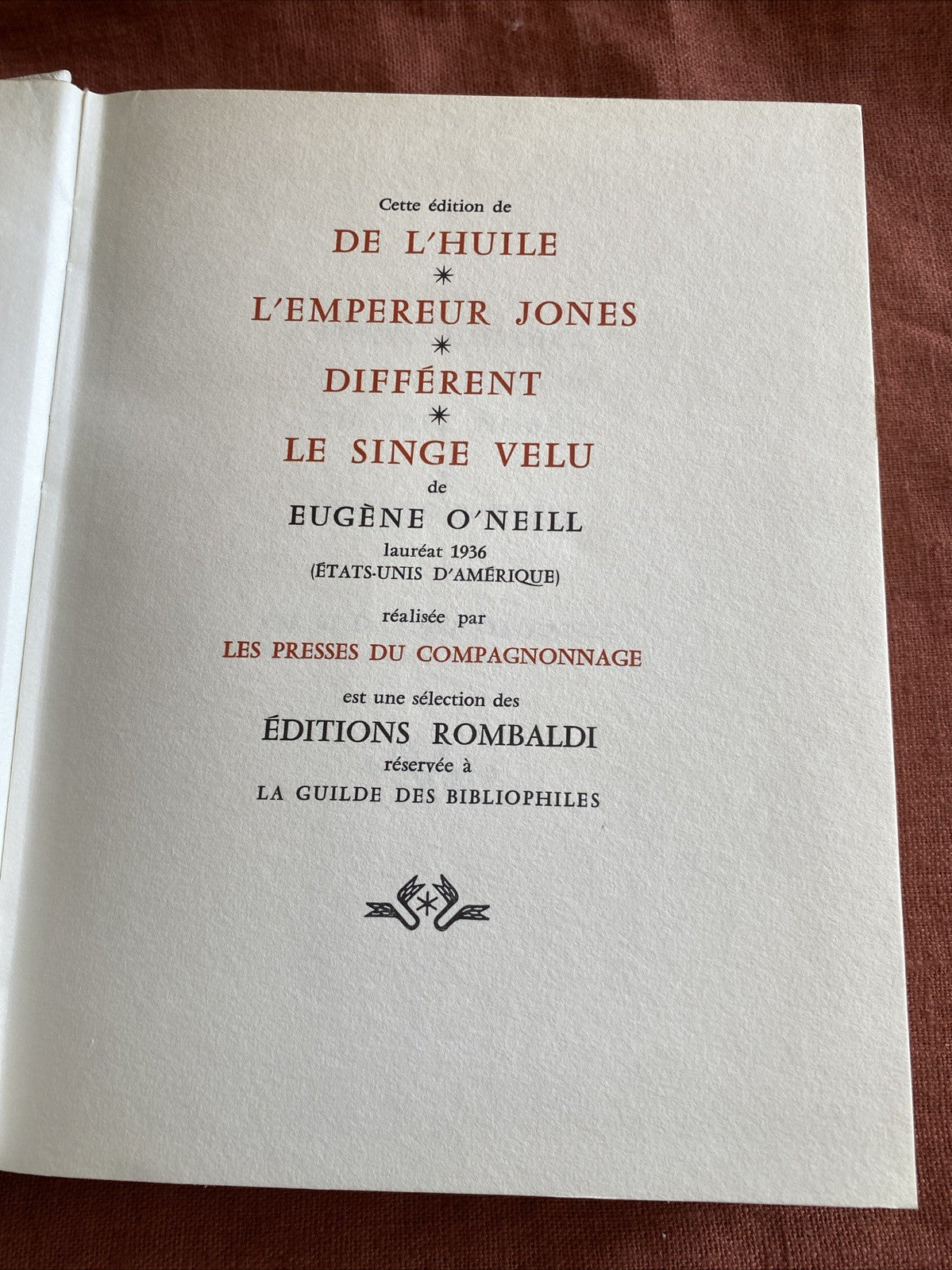 Eugène O’neil - Théâtre Choisi - Édition Rombaldi - Nobel 1936 - livre -