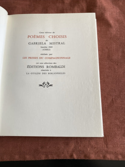 Gabriela Mistral - Poèmes Choisis - Editions Rombaldi - Nobel 1945 - livre -