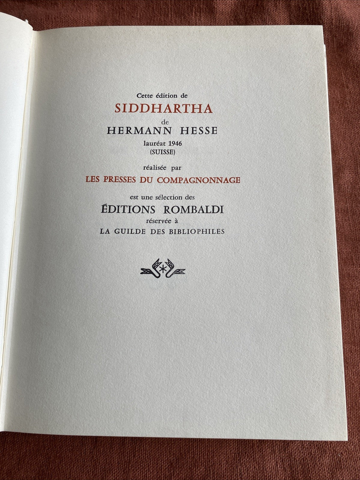 Livre Hermann Hesse - Siddhartha - Editions Rombaldi - Nobel 1946