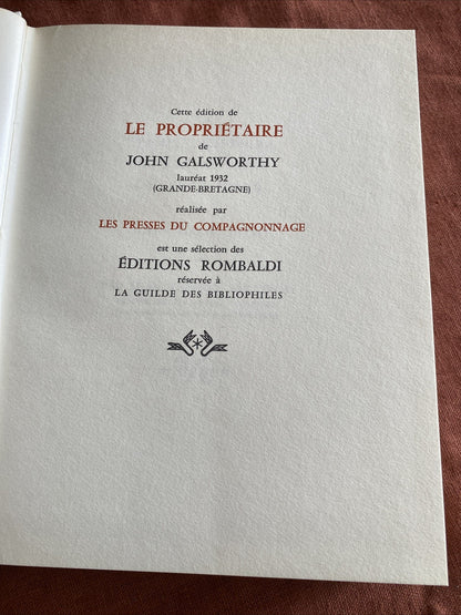 John Galsworthy - Le Propriétaire - Editions Rombaldi - Nobel 1932 - livre -
