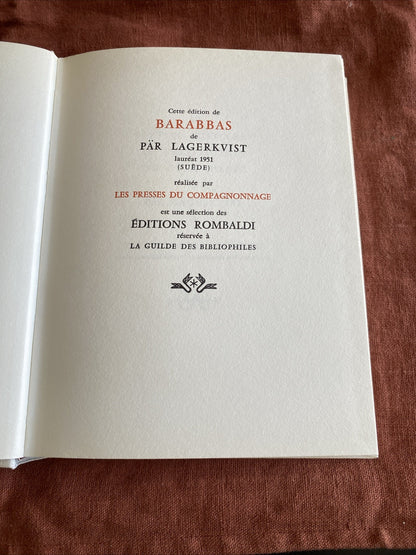 Pär Lagerkvist - Barabbas - Editions Rombaldi - Nobel 1951 - livre -