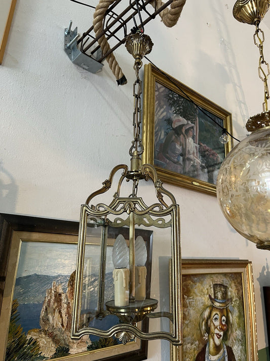 Lustre Grosse Lanterne En Bronze Double Ampoule