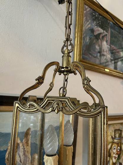 Lustre Grosse Lanterne En Bronze Double Ampoule