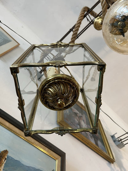 Lustre Grosse Lanterne En Bronze Double Ampoule