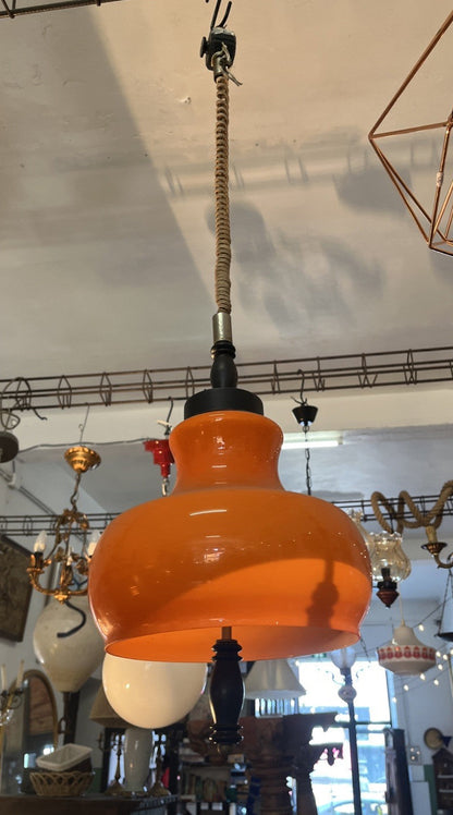 Lustre Suspension Vintage Déco Orange