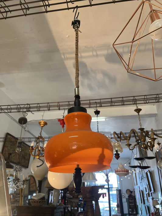 Lustre Suspension Vintage Déco Orange