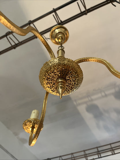 Lustre Élégant Doré À 3 Branches Laiton