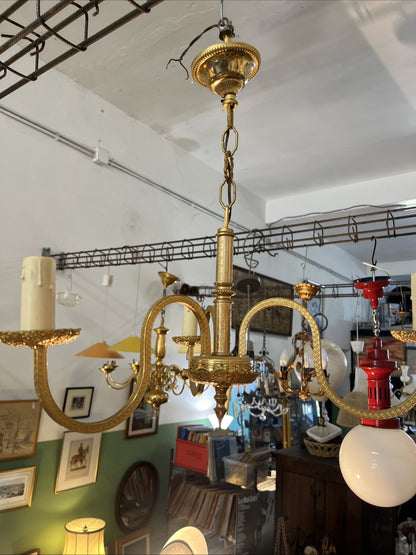 Lustre Élégant Doré À 3 Branches Laiton