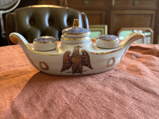 Service À Condiments Sel Poivre Moutarde Porcelaine Napoléon