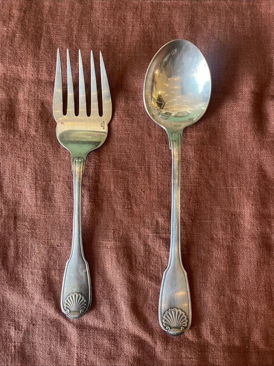Lot De 2 Couverts De Service Fourchette CuillèreMetal Argenté Christofle