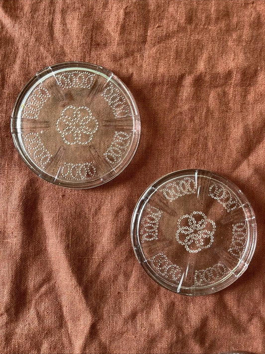 Paire De Dessous De Bouteille / Plat En Verre