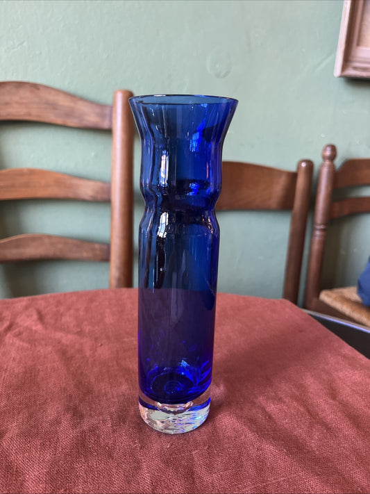 Petit Vase/soliflore Vintage Bleu Roi En Verre