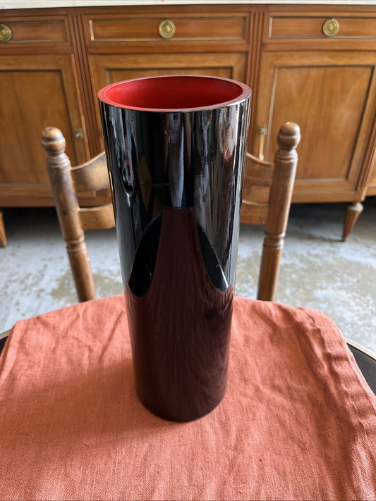 Vase Rouleau Vintage Noir Et Rouge