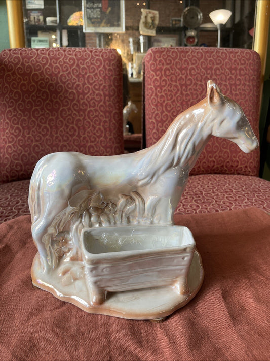 Jardinière Vintage Sculpture Cheval En Céramique