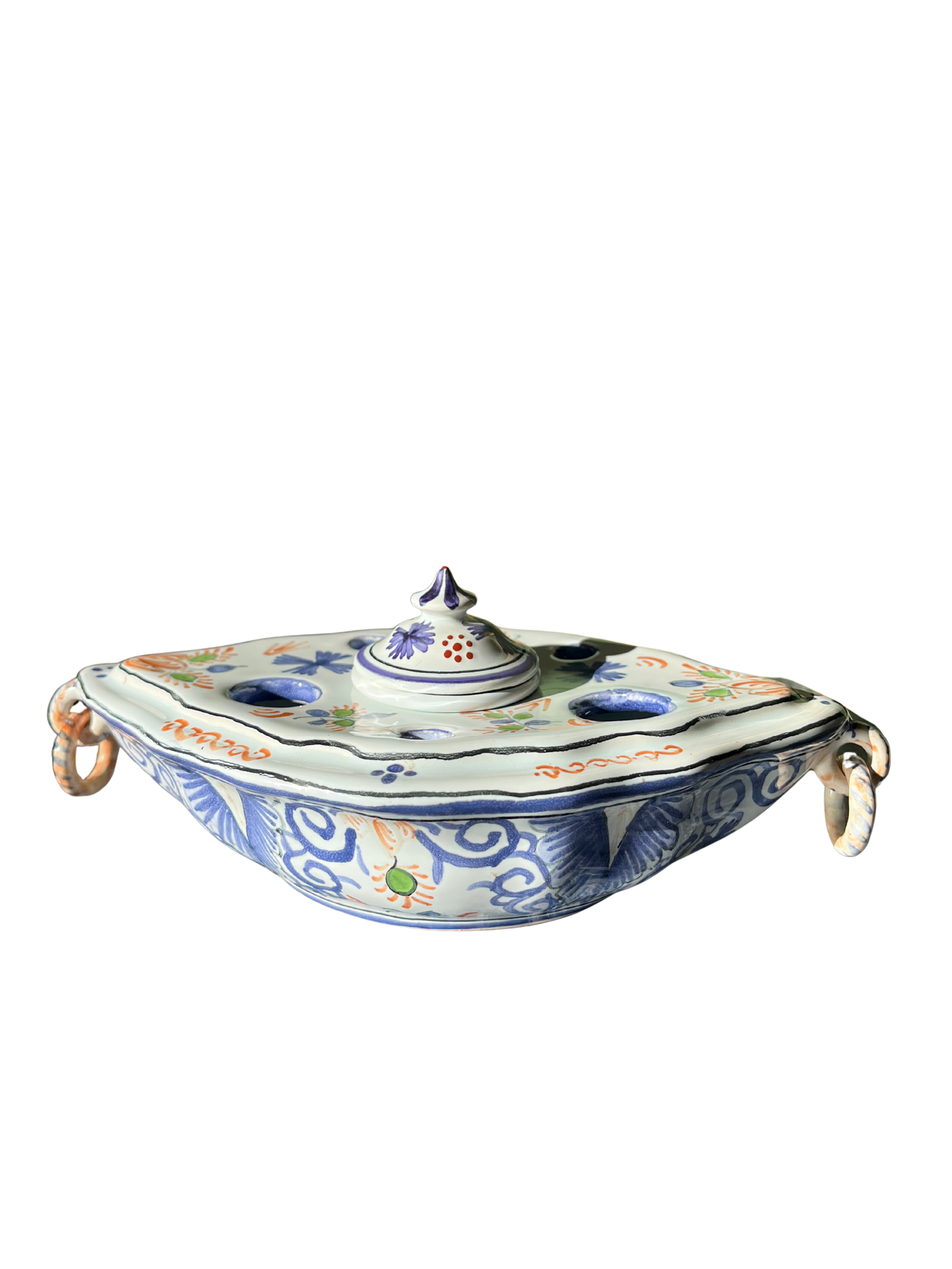 Encrier porte plumes Delft décor fait main