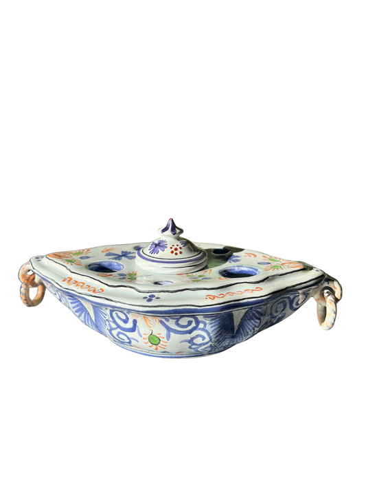 Encrier porte plumes Delft décor fait main