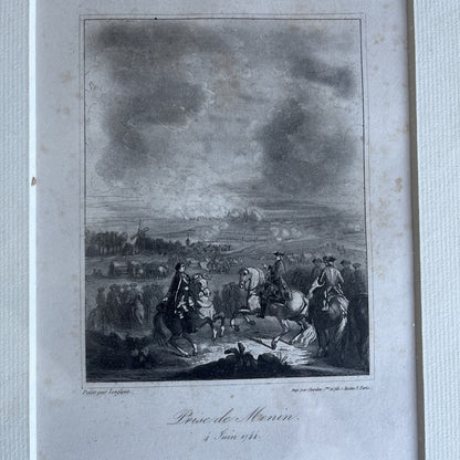 Gravure Prise De Menin Napoléon Peint Par Lenfant encadrement sous verre