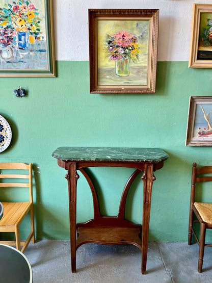Console art nouveau bois et plateau en marbre
