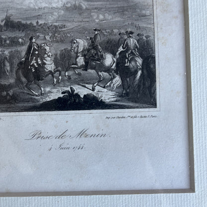 Gravure Prise De Menin Napoléon Peint Par Lenfant encadrement sous verre