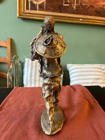 Sculpture africaine en bronze – Musicien traditionnel – 33 cm