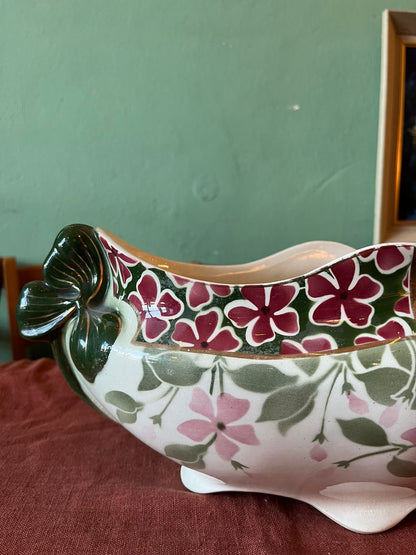 Jardinière ancienne KG Lunéville décor floral Art Nouveau