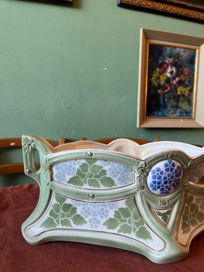 Jardinière Art Nouveau Keller & Guérin Lunéville décor végétal