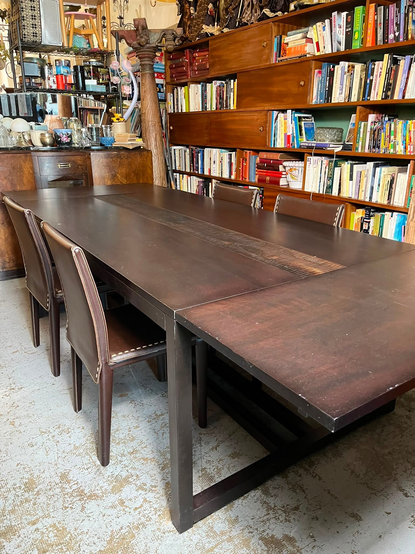 Table Roche Bobois extensible wengé avec rallonges design contemporain