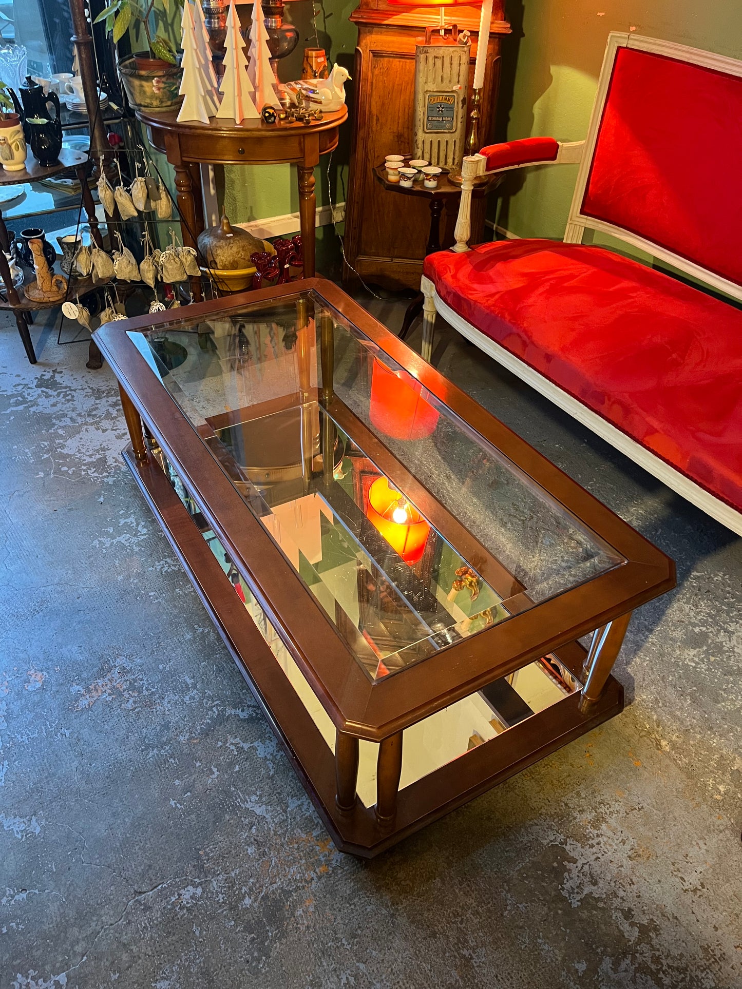 Table basse bois et verre