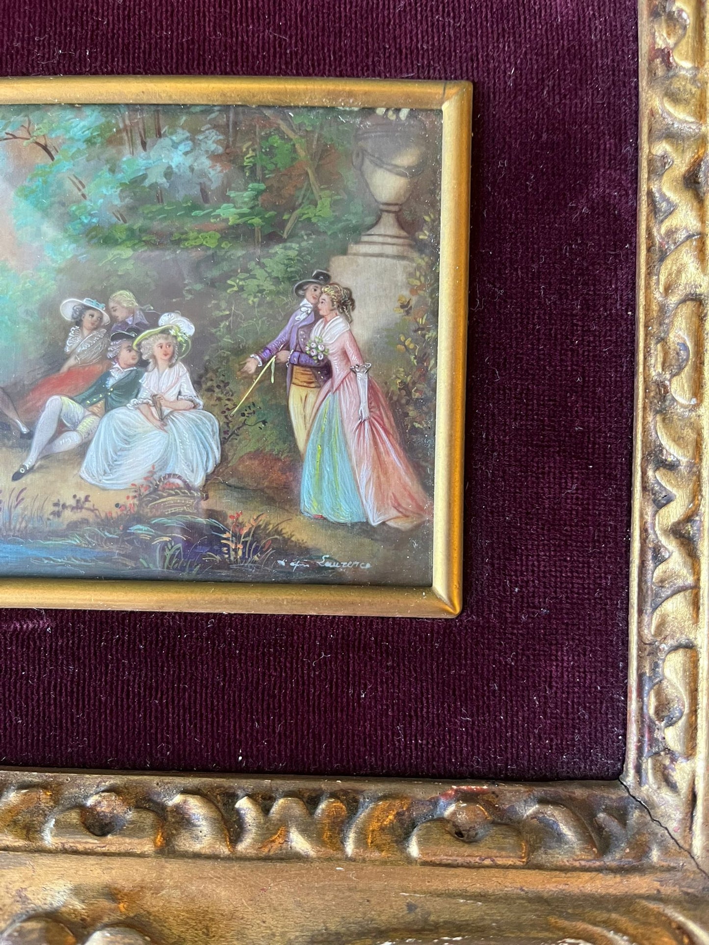 Miniature romantique d’après Laurence dans cadre doré