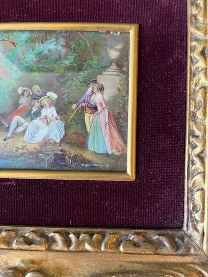 Miniature romantique d’après Laurence dans cadre doré