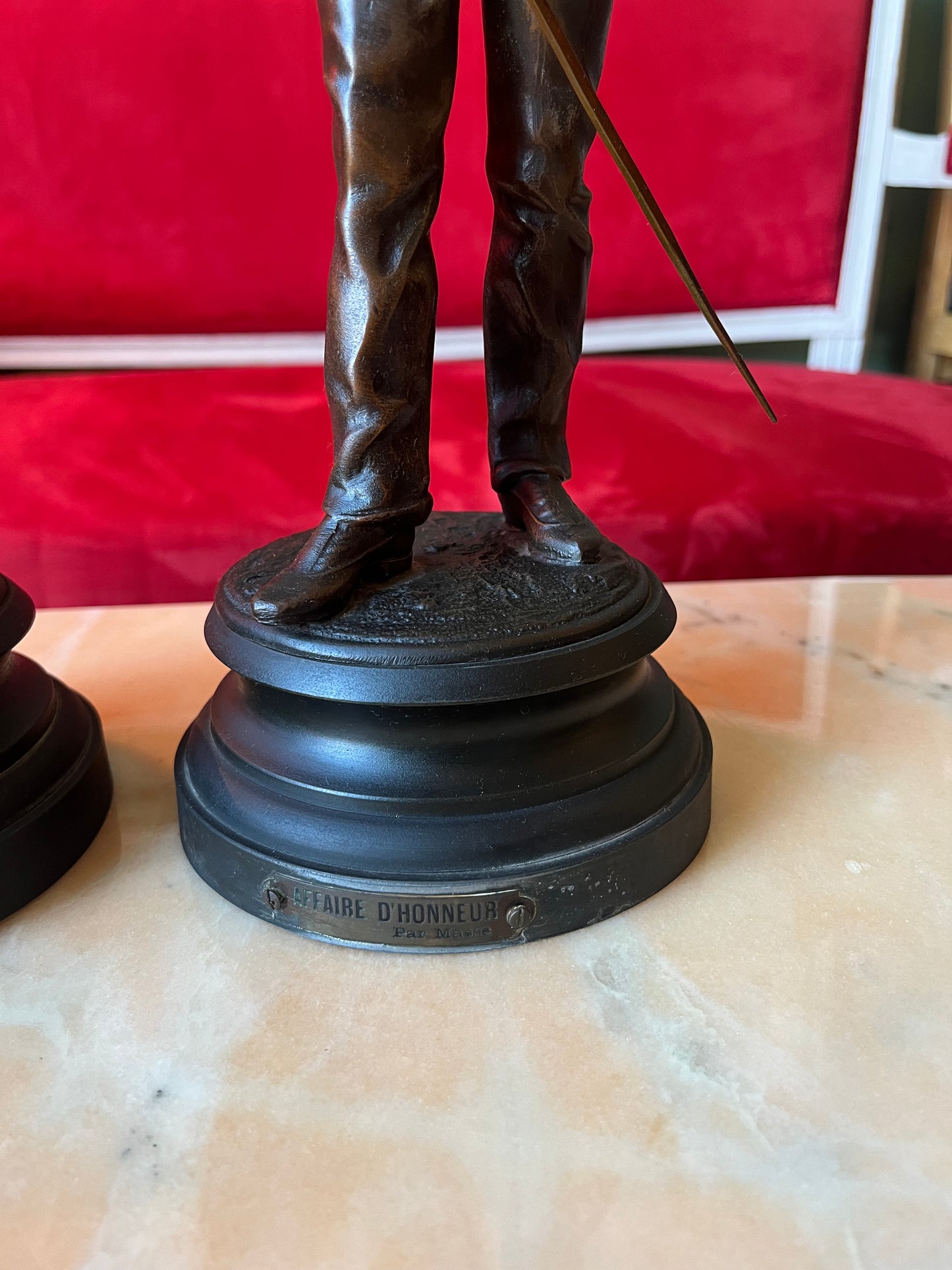 Paire de figurines d’escrime en métal « affaire d’honneur » par Masse