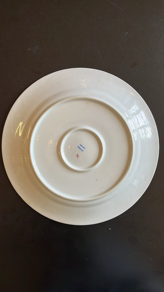 grand plat rond en porcelaine blanche Art déco – 29,5 cm