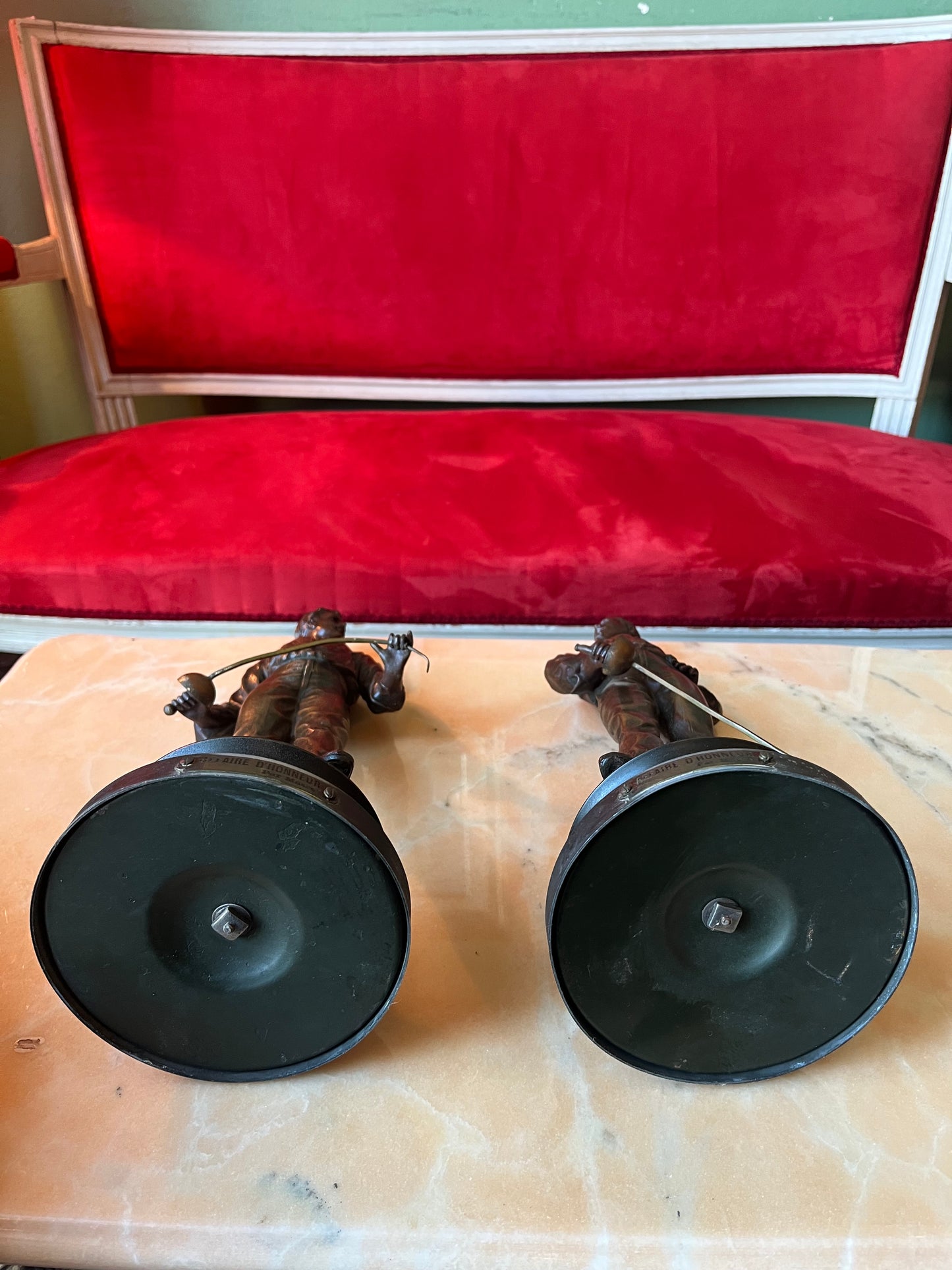 Paire de figurines d’escrime en métal « affaire d’honneur » par Masse