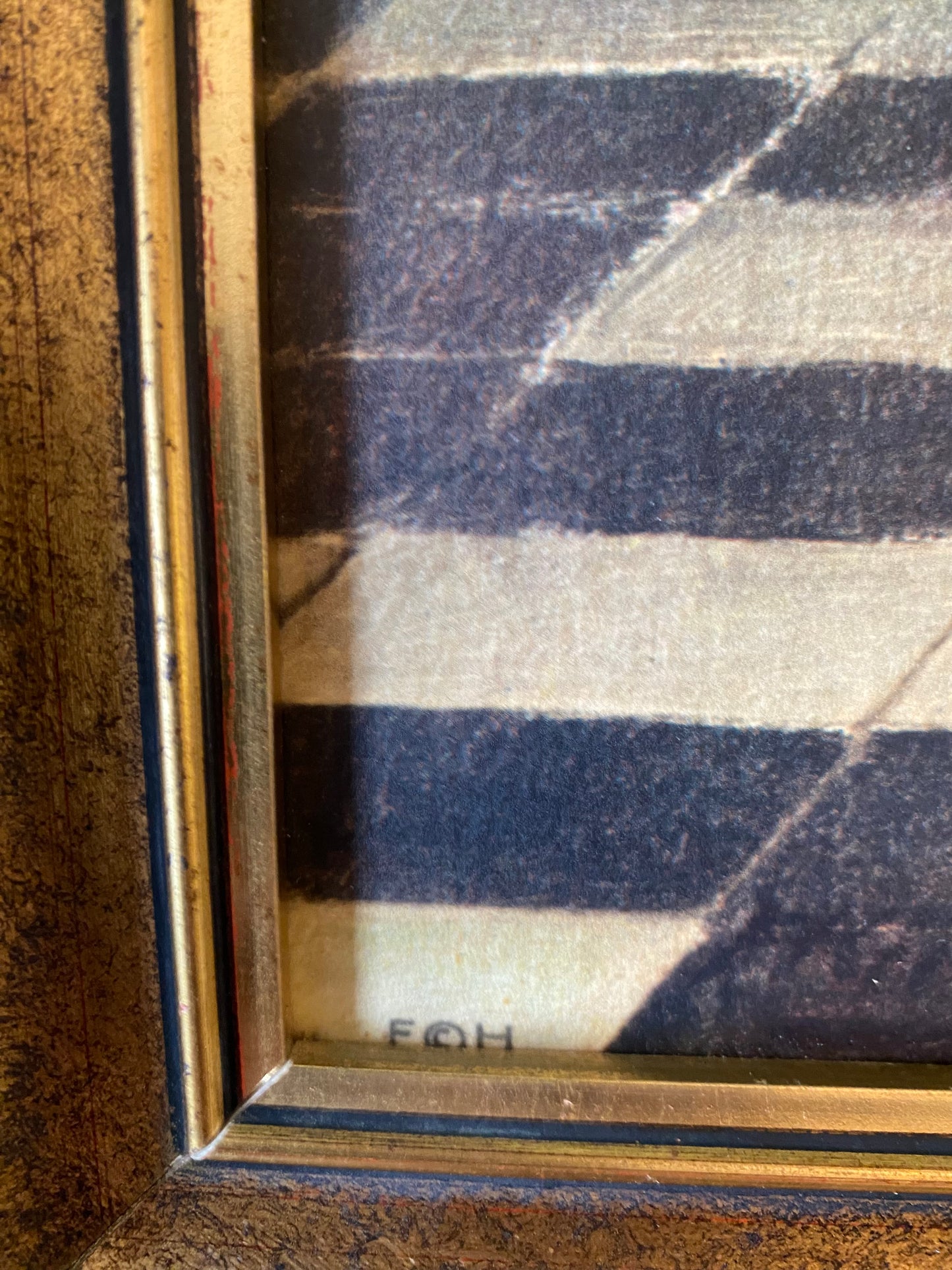 Huile sur toile scène d’intérieur hollandaise monogrammée FCH