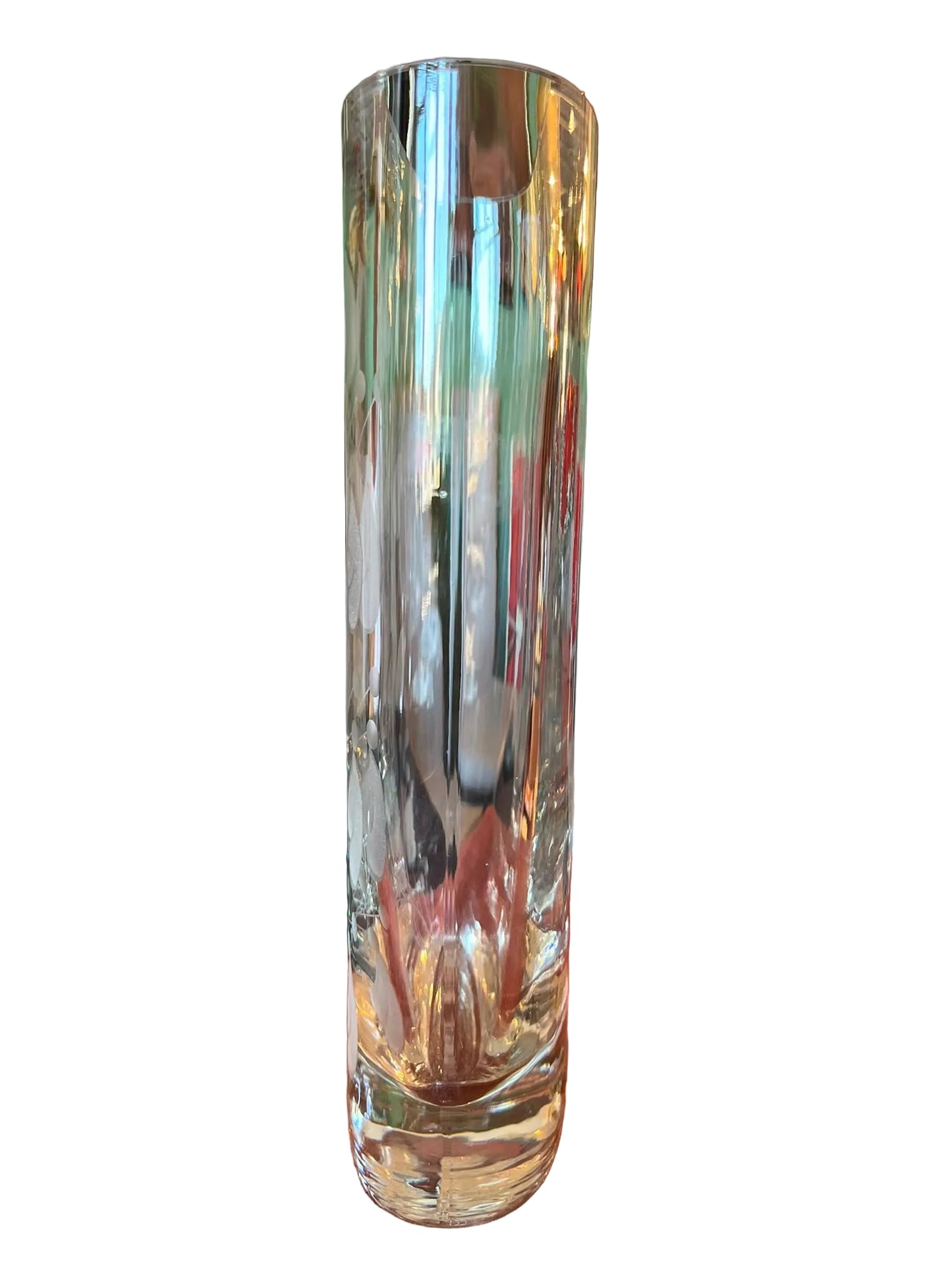 Vase soliflore en cristal gravé décor floral