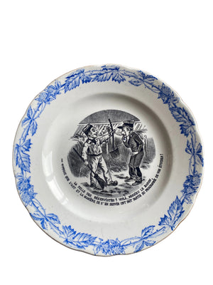 Assiette ancienne Murier faïence décor militaire réserviste humour XIXe siècle