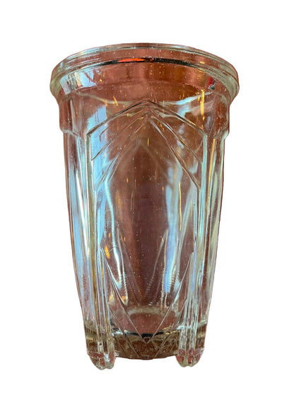 Vase ancien en verre moulé à décor géométrique Art déco