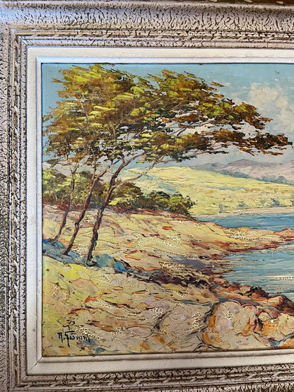 Huile au couteau marine méditerranéenne signée – grand format encadré