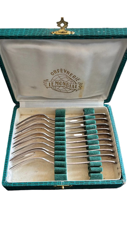 Coffret de 10 fourchettes à dessert en métal argenté Le Mondial