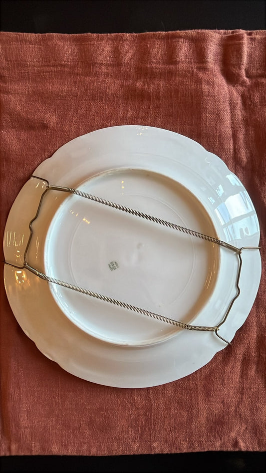Assiette décorative Limoges faisan polychrome vintage 24,5 cm