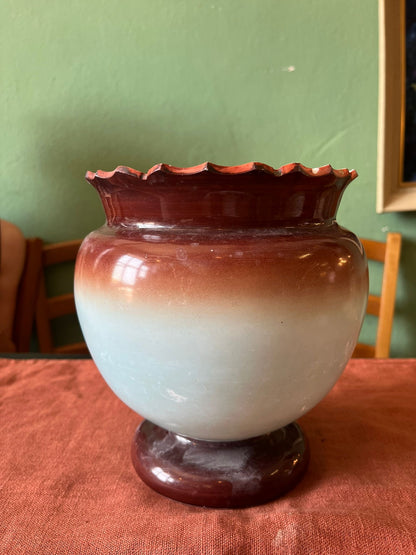 Vase ancien opaline peinte main décor floral émaillé