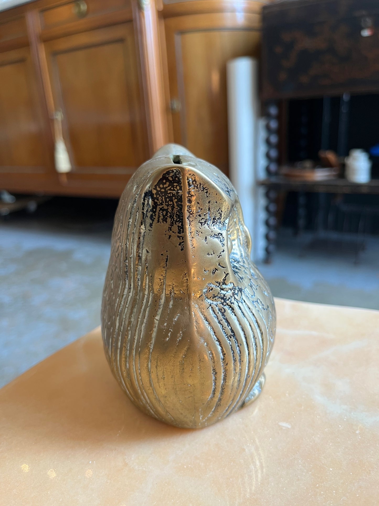 Tirelire forme de chouette en bronze doré