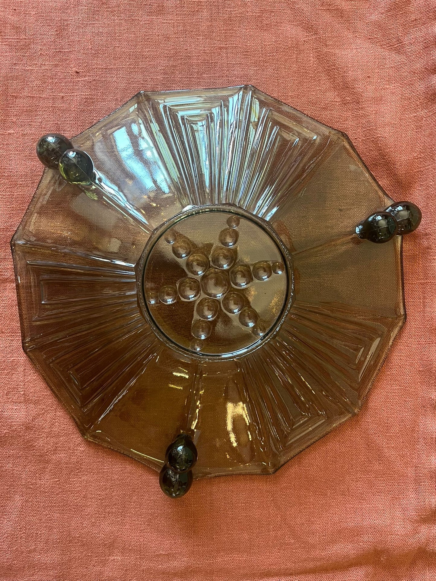 Grande coupe Art Déco en verre fumé