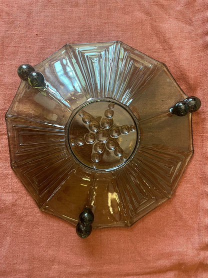 Grande coupe Art Déco en verre fumé