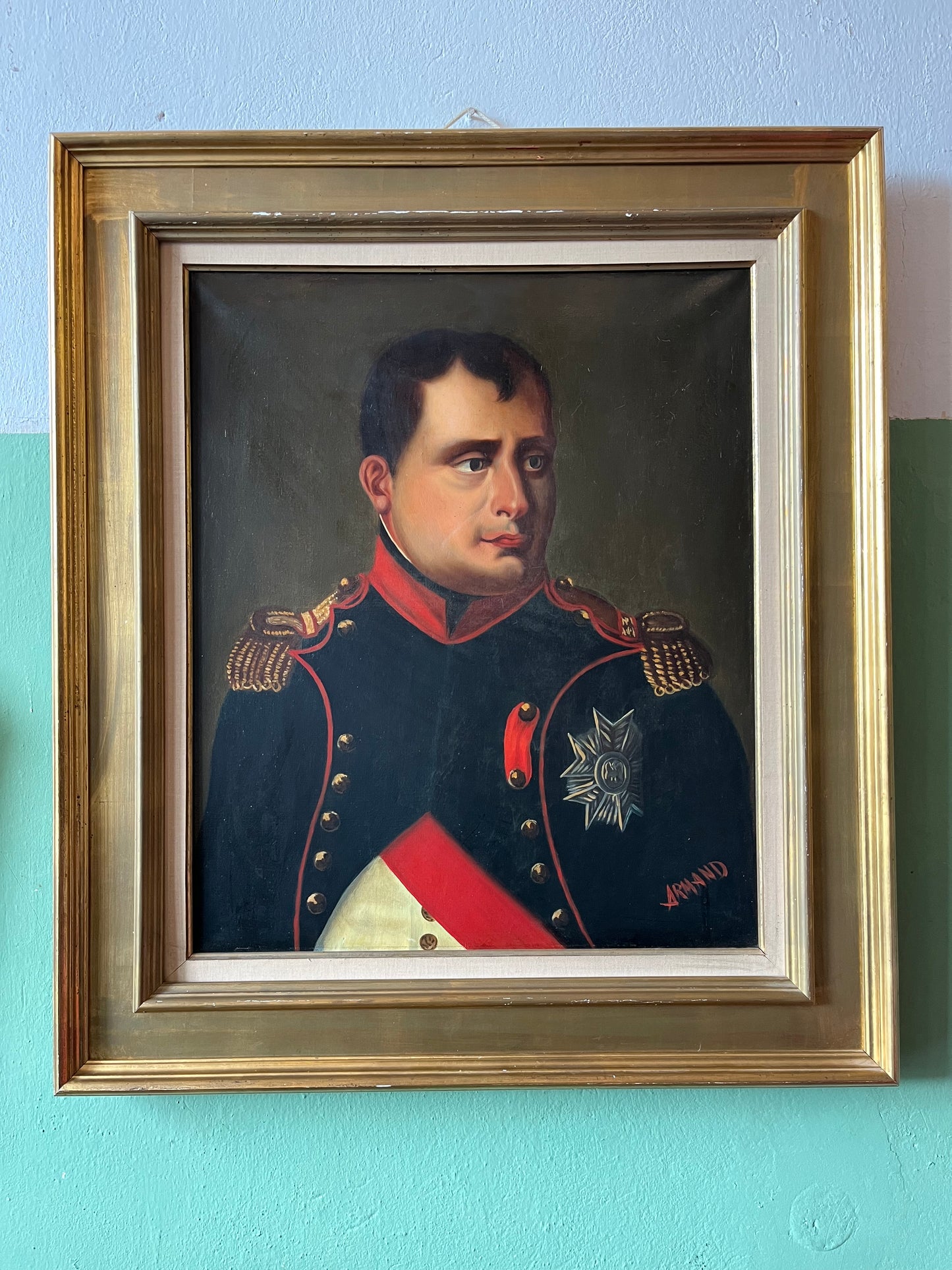 Grande huile sur toile Napoléon signée Armand