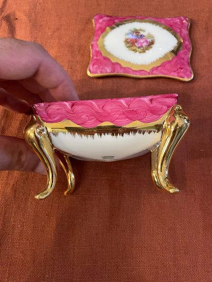 Boîte à bijoux en porcelaine de Limoges rose et dorée – Danijor