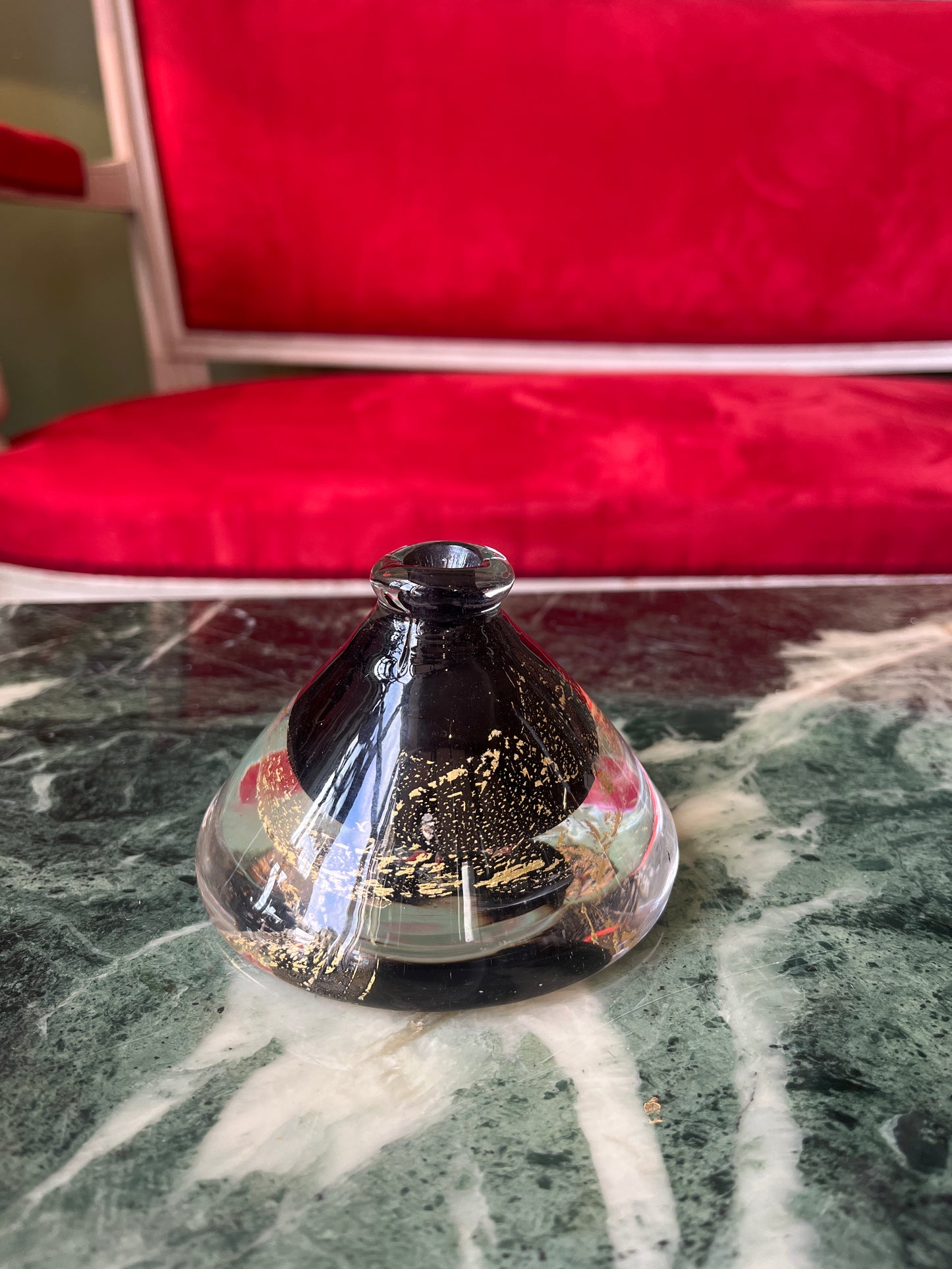 Vase Ou Presse Papier Sulfure En Verre Soufflé Murano